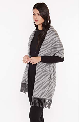 JENNIE LIU Women's 72" x 30" Large 100% Cashmere Zebra Jacquard Shawl2