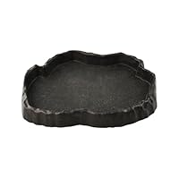 Reptilien Wasserschale, Reptilien Futterstation Harzfelsen Reptilienfutter und Wasser-Futternapf, Reptile Rock Feeder Bowl Schildkröte Eidechse Harz Water Bowl Reptile Terrarium Food Dish (M)