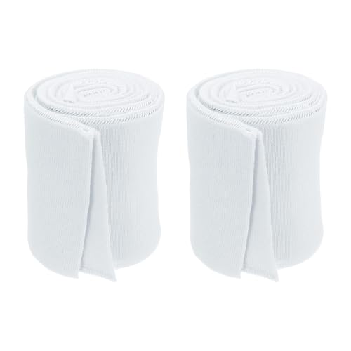 Rebower 3 Inch Elastic Cuffs for Sewing Knitted Ribbed Cotton Fabric Sleeves Waistband Ribbed Trim, [for Cloth, DIY Craft] - 2.6ft/ White/ 2pcs