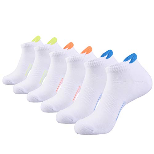 Mens Ankle Low Cut Athletic Tab Socks for Men Sports Comfort Cushion Sock 6 Pack,White,Sock Size 10-13
