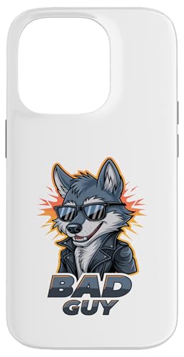 Bad Guy Wolf Cool Gafas de sol Attitude Carcasa para iPhone 14 Pro