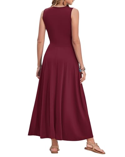 Image of AUSELILY Womens Maxi Dress Summer Sleeveless Wrap Long Dresses with Pockets | V-Neck Wrap Sleeveless Sundress, fits formal, casual, beach, vacation & daily wear