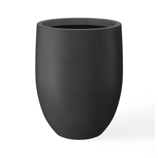 Kante 21.7" H Burnished Black Tall Planter, Large Outdoor Indoor Decorative Pot with Drainage Hole and Rubber Plug, Modern Round Taper Style for Home and Patio