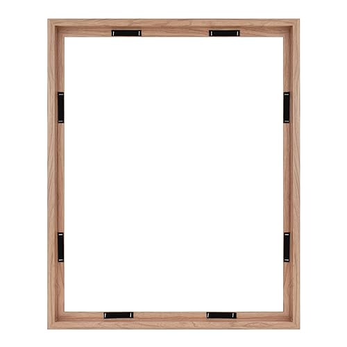 Image of MCS Canvas Float Frames 24x30 Frame, Walnut Wood Grain for Finished Canvases, Vertical & Horizontal Wall Hanging Large with Adhesive for Canvas Paintings (1-Pack)