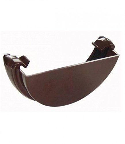 FLOPLAST 112mm Half Round Gutter External Stop End - Brown - Pack of 2