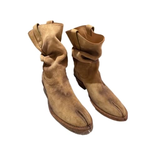 Tabi Boots Winter Sonw Shoes Lether Western Trendy Chunky Heels Slouchy Cowboy Lightweight Non-Slip Zipper Jazz Training Riding Walking Motorcycle Flats Warm Waterproof Casual Comfortable Wear Booties