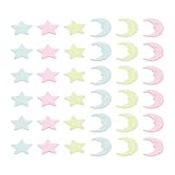 GARIOUANS 200個 星月形 蓄光プラスチック製夜光シール 剥がせる壁装飾ステッカー 部屋や窓に適用可