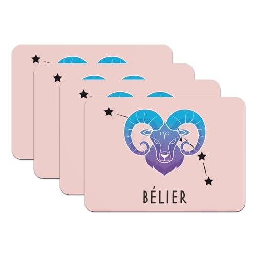 Sets de table Belier dessous en caoutchouc rose grand format x4 - 2