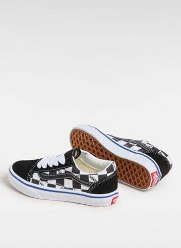 Image of Vans Kids Unisex Old Skool (Little Kid), Logo Check Black /White, 12.5 Medium
