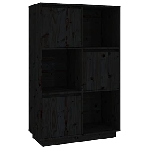 Aparador de pino macizo negro de diseño elegante para decoración del hogar 4