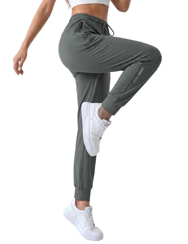 Image of Venzina Women's Lightweight Quick-Dry Icy Cool Straight Pants with Ankle Print, Athletic Breathable 4-Way Stretch Trousers for Gym, Running, Yoga & Casual Wear M-XXL