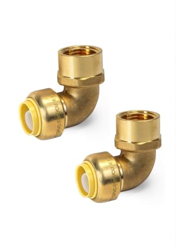 For 2 PCS PUSH FIT 1/2X 1/2 FEMALE NPT THREADED ELBOW FITTINGS, NO LEAD