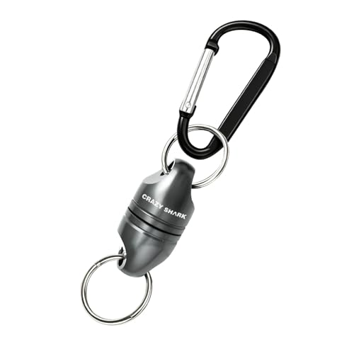 CRAZY SHARK Magnetic Net Release for Fly Fishing Aluminum Fishing Net Magnet Fly Fishing Net Holder Retractor with Carabiner Gun Metal