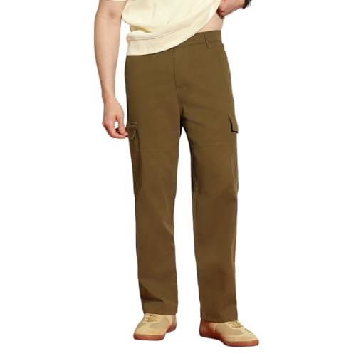 Image of Urbano Fashion Men's Loose Baggy Fit Solid Cargo Chino Trouser Pant with 6 Pockets Non-Stretchable