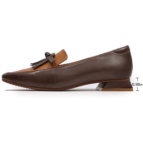 Image of Mona flying Women's Leather Square Toe Penny Loafer Slip on Office Flats