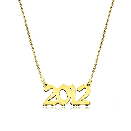 Ovian Birth Year Number Necklace for Women 18K Gold Plated Stainless Steel Birthday Pendant Necklace Memorable Anniversary Jewelry
