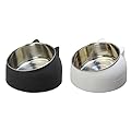 Stainless Steel Pet Cat Bowl, Cat Food Bowl, Cat Feeding Bowl, Cat Water Bowl 2 Pack (black+white)