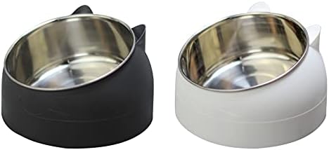 Stainless Steel Pet Cat Bowl, Cat Food Bowl, Cat Feeding Bowl, Cat Water Bowl 2 Pack (black+white)