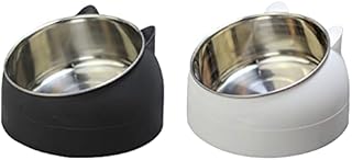 Stainless Steel Pet Cat Bowl, Cat Food Bowl, Cat Feeding Bowl, Cat Water Bowl 2 Pack (black+white)