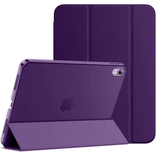 AM Case Smart Folio Stand iPad Case A16, Apple iPad 2025 11 Inch Case with Auto Wake/Sleep, iPad Cover 10th Generation 10.9 Inch 2022, Hard PC Translucent Back Shell, Supports Touch ID (Purple)