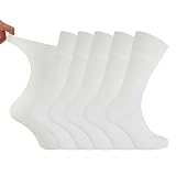 IOMI - 6 Pack Mens Thin Non Binding Extra Wide Loose Top Cotton Diabetic Socks (7-12 US, White)