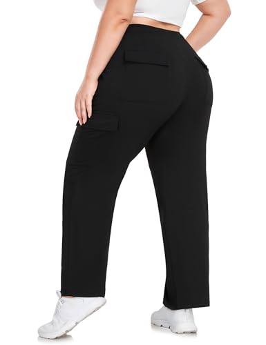 FOREYOND Plus Size Sweatpants for Women Wide Leg Cargo Sweat Pants Casual Lounge Loose Workout Yoga Pants with Pockets4