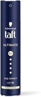 Schwarzkopf TAFT Ultimate Hair Spray For Hair With Crystal Shine | Hold 5+ For 72H hold | Protects From Wind And Humidity | No Stickiness | Easy To Brush Out | For Salon Like Finish - 250Ml.