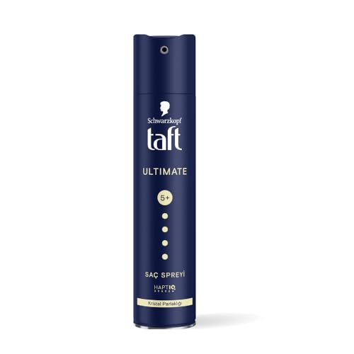 Schwarzkopf TAFT Ultimate Hair Spray For Hair With Crystal Shine | Hold 5+ For 72H hold | Protects From Wind And Humidity | No Stickiness | Easy To Brush Out | For Salon Like Finish - 250Ml.