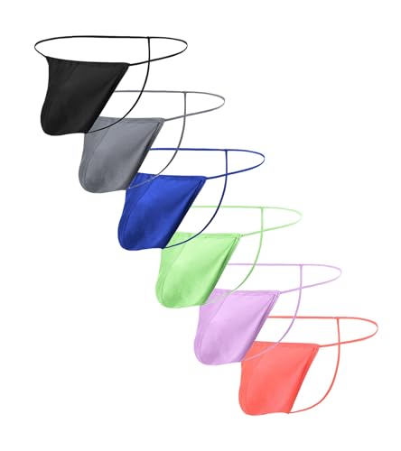 JINSHI Men G-String Thong Underwear Sexy Glossy Silk Adjustable Bulge Pouch Thongs for Men Low Rise Briefs M L XL XXL 3XL