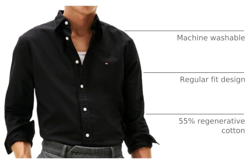 Image of Tommy Hilfiger Men's Long Sleeve Oxford Shirts in Regular Fit, Men's Button Down Shirts, Also Available in Big and Tall