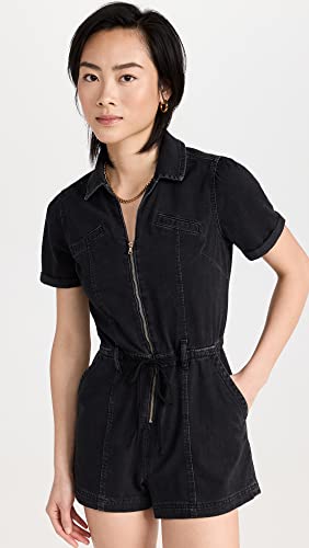 Paige Women's Meg Short Sleeve Romper, Black Dove, 10 #TOP1