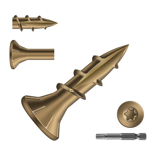 Image of #8 x 5 /8 inch Deck Screws (295Pcs) 1lb. Carbon Steel, Yellow, Flat Head, Rust Resistant epoxy Coated, with T25 Star Bit