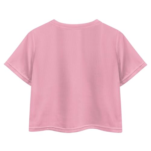 Image of Girls Fashion Crewneck Tee Shirts Casual Short Sleeve Crop Top Summer Outfits 5-14 Years Old