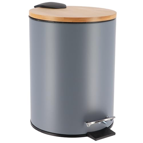 Caneca de basura gris con tapa de bambú 2.5L miniatura 2