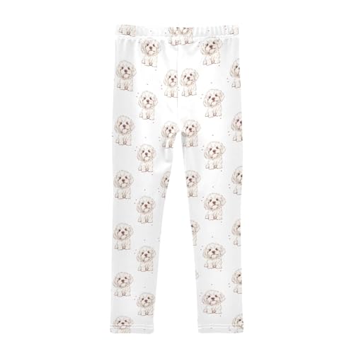 Puppy White Dogs Pattern Girls Leggings Soft Comfortable Athletic Leggings Dancing Pants for 4-10 Years2