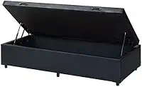 Cama Box Baú Solteirão King Blindado Sintético Preto 203X96X44 Cm