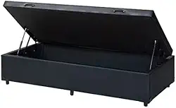 Cama Box Baú Solteirão King Blindado Sintético Preto 203X96X44 Cm