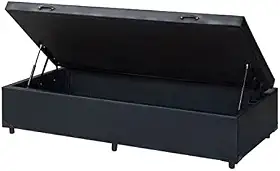 Cama Box Baú Solteirão King Blindado Sintético Preto 203X96X44 Cm