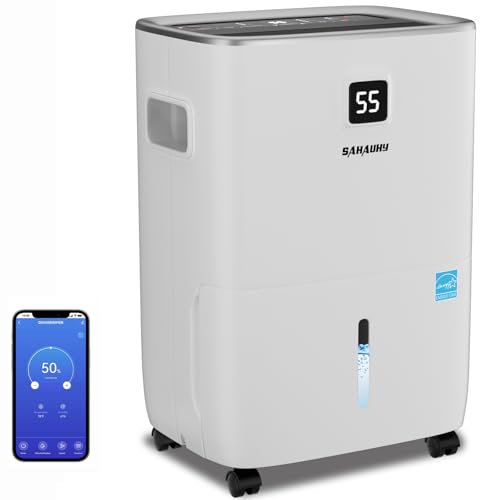 SAHAUHY 5200 Sq.Ft Smart ENERGY STAR Dehumidifier for Basement Home Bedroom Garage with Drain Hose...