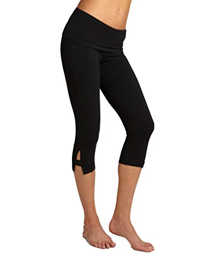 Hard Tail Side Slinger Rolldown Cropped Yoga Pants Black