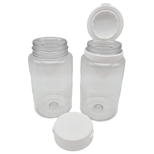2 x Clear 150ml Flip Top Paint Pots Refillable for Paint/Ink/Dye/Glue/Acrylic - Small Empty Art/Craft Plastic Storage Containers with Hinged Lids
