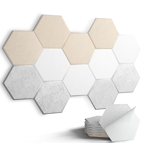 Image of Acoustic Panels, Magrowill 12-Pack Soundproof Wall Panels 14 X 12 X 0.4 Inches, Sound Absorbing Panels with Full Self-Adhesive, Interior Wall Decor Felt Tiles Board