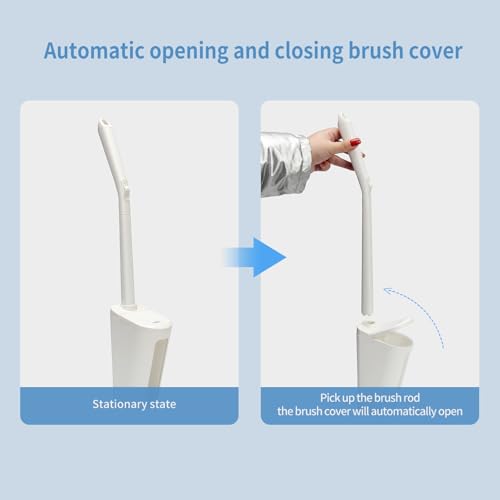 Image of Disposable Toilet Bowl Cleaning Brush with 30 PCS Refills,Wall Mounted,Bathroom Cleaning System Kit with Toilet Handle Storage Caddy (1Wand+30Refills +1Caddy),for Bathroom Cleaning
