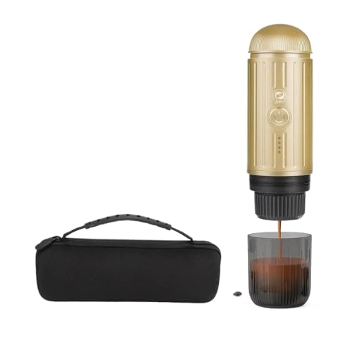 ILJXPOZB Cafetera Expreso Portátil 2 En 1: Cafetera Eléctrica De Cápsulas En Polvo For Coche, Casa Y Camping(Gold,US)