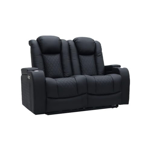 Recopilación de Reclinable Doble los 5 más buscados. 44 VANLIG | Sillón Reclinable 2 Plazas – Reposet de Vinipiel con Portavasos, Descansabrazos Acolchados y Estructura Reforzada - Color Negro