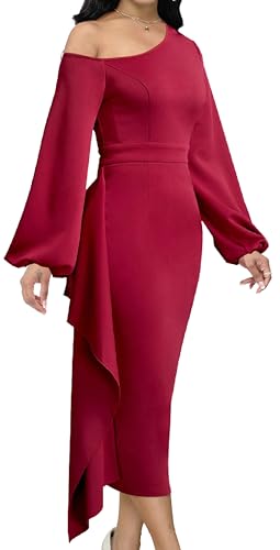 Image of Oxgmoky Women's Elegant Dresses Work Business Dress Bodycon Long Sleeve Pencil Dress
