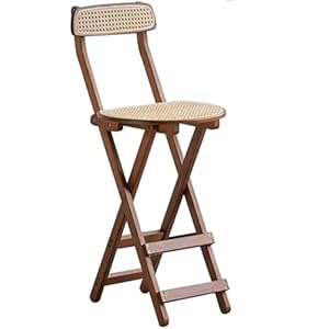 Folding Chairs Simple Rattan Weaving Bamboo Fold Up Chair, Practical Kitchen Bar Chair, Portable High Stool, Load-Bearing 100kg/220.5lbs (Color : Brown, Size : 92 * 40.5 * 26cm)