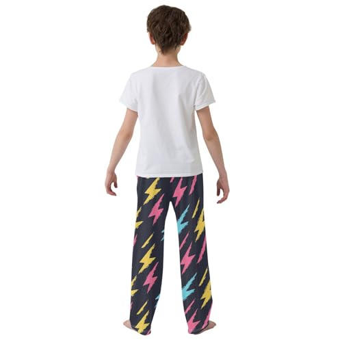 Boys' Pants Colorful Doodle Lightning Bolts Long Bottoms Jogger Pants Elastic Waist Trousers with Pockets S-XL3