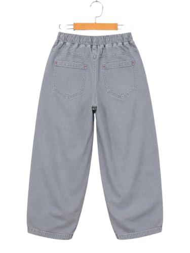 Image of Boys Silver Baggy Fit Denim Jeans | Korean Style Loose Fit Elastic Waist Band