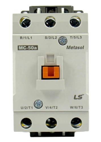 LS Electric MC-50A Metasol Contactor – 3 polos, 50A, 240VAC Coil 50/60Hz, Terminal de tornillo, montaje en riel DIN o panel (MC50A-30-00-B7-S-E) miniatura 1